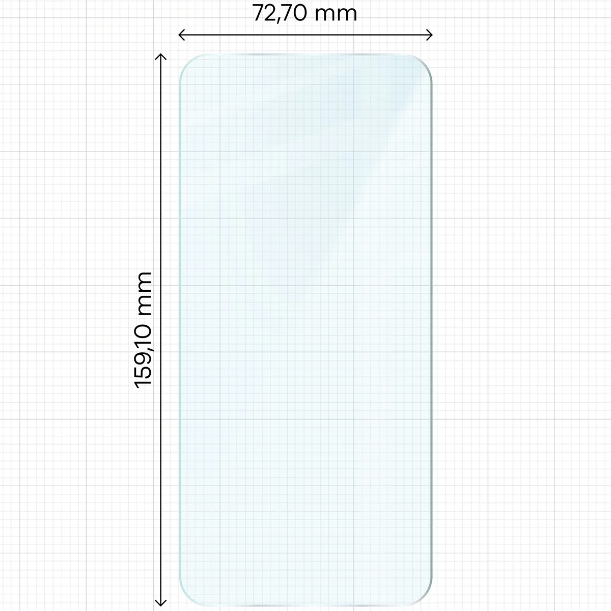Miarka z wymiarami szkła hartowanego Bizon Glass Clear do OnePlus 15R