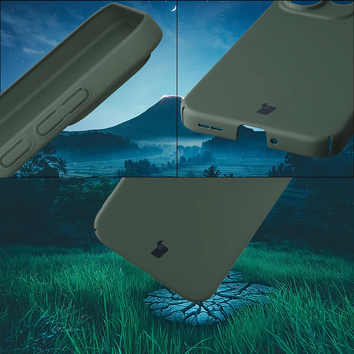 Zintegrowane osłony na przyciski, wycięcia i twardy materiał etui Bizon Case Łupka do Oppo Reno 15 Pro
