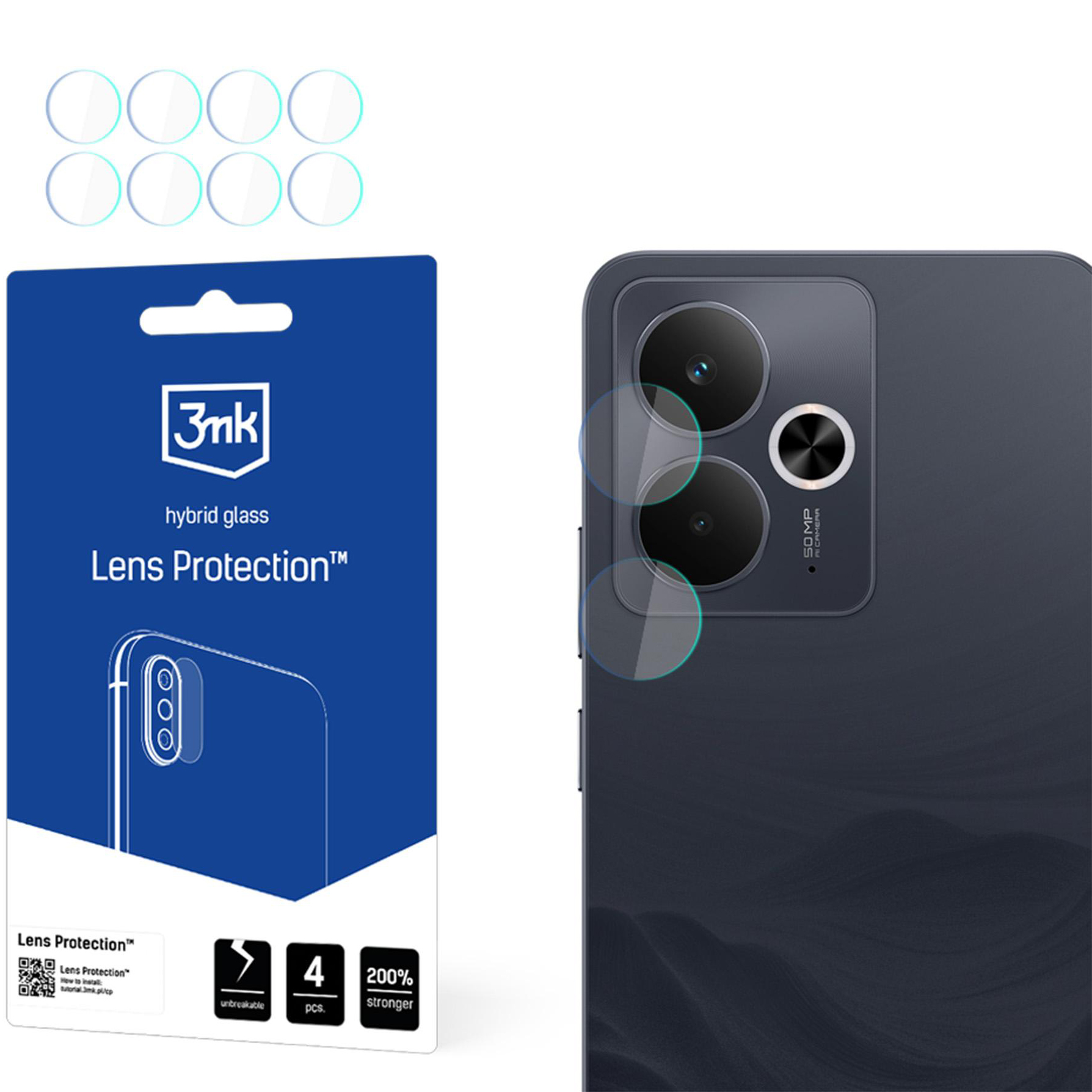 Osłona na aparat 3mk Lens Protection do Realme 14 5G<<br>Realme 14T 5G, 4 zestawy