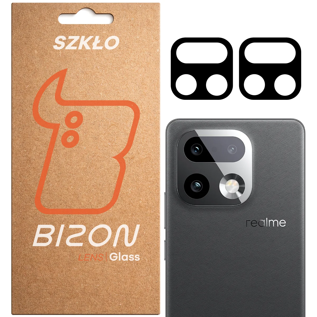 Pudełko i 2 sztuki szkła na aparat Bizon Glass Lens do Realme 16 Pro Plus 5G