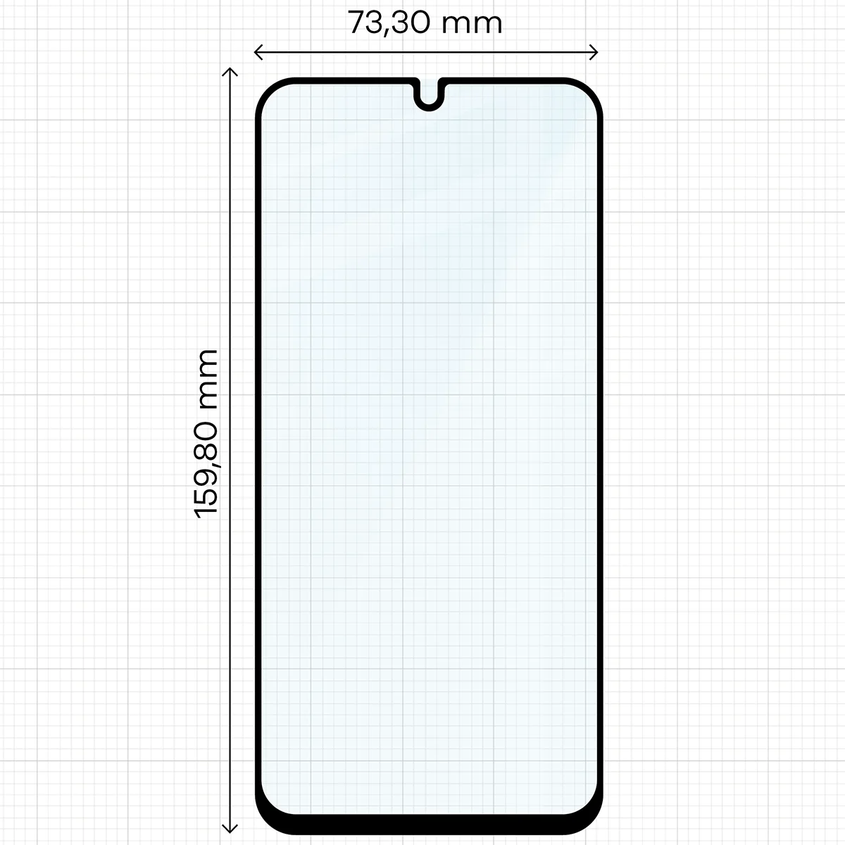 Wymiary szkła na miarce dla Samsung Galaxy A16 / Samsung Galaxy A17