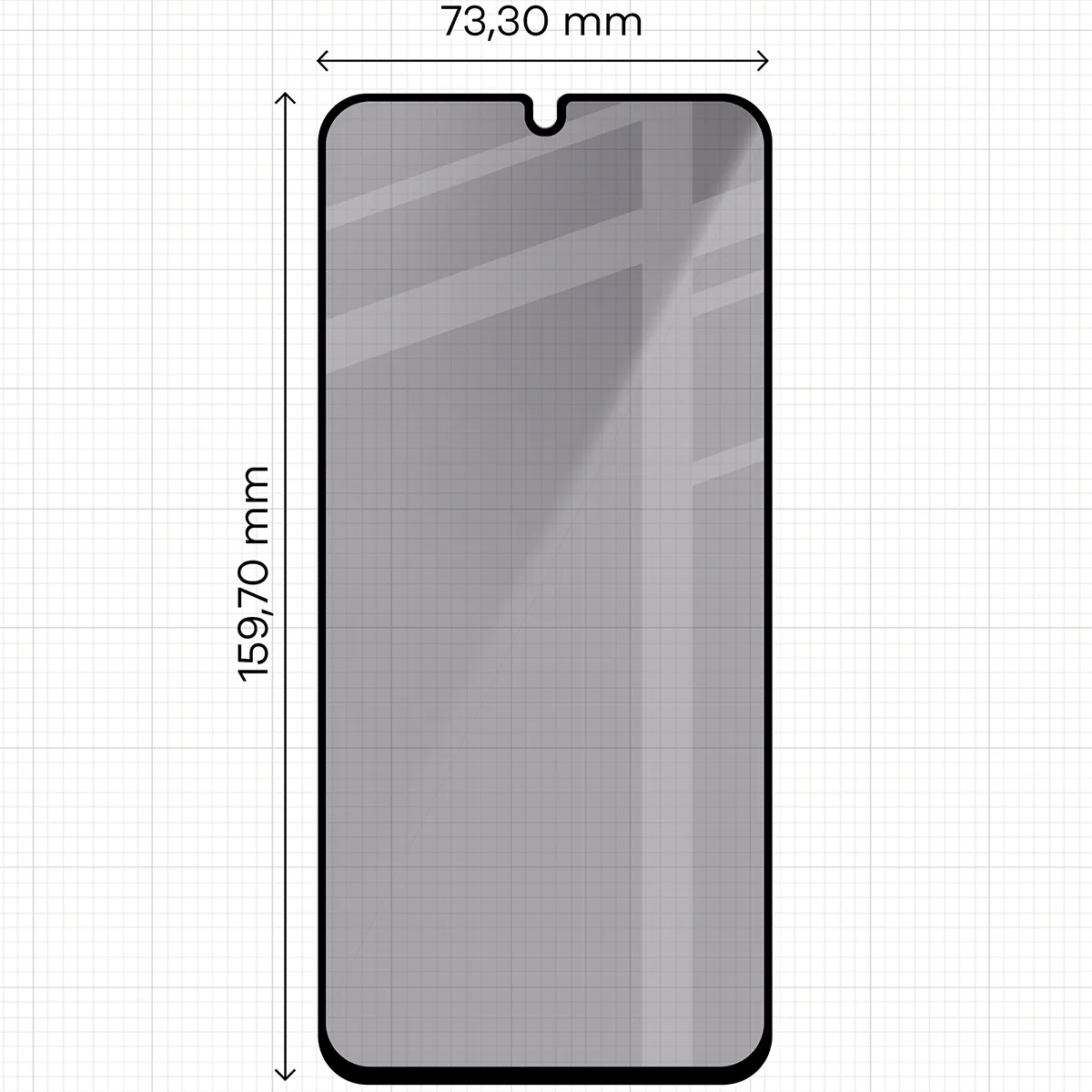 Wymiary szkła na miarce dla Samsung Galaxy A16 / Samsung Galaxy A17