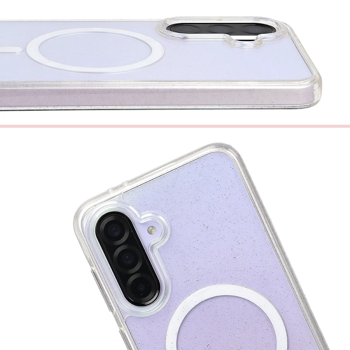 Podwyższone krawędzie aparatu i duże wycięcie w etui Bizon Case SparklO do Samsung Galaxy A36 5G / Samsung Galaxy A56 5G