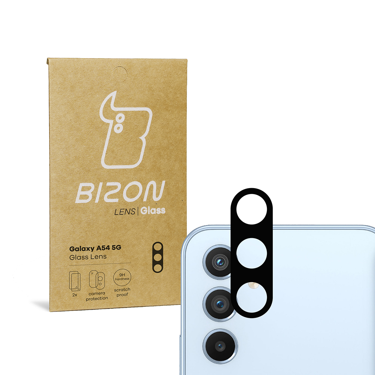 Glas für die Kamera Bizon Glass Silk Lens für Galaxy A54 5G, 2 Stück