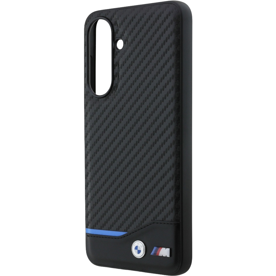 BMW M Carbon Leather – Etui z karbonem i metalowym logo BMW M do Samsung Galaxy A56 5G, inspirowane sportowymi samochodami, detal ma znaczenie, Samsung Galaxy A56 5G