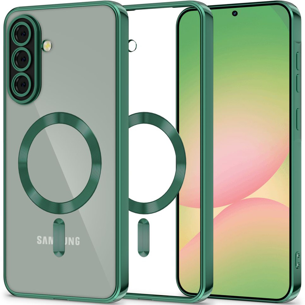 Etui Tech-Protect MagFlex do Samsung Galaxy A56 5G, kompatybilne z MagSafe przezroczysto-zielone