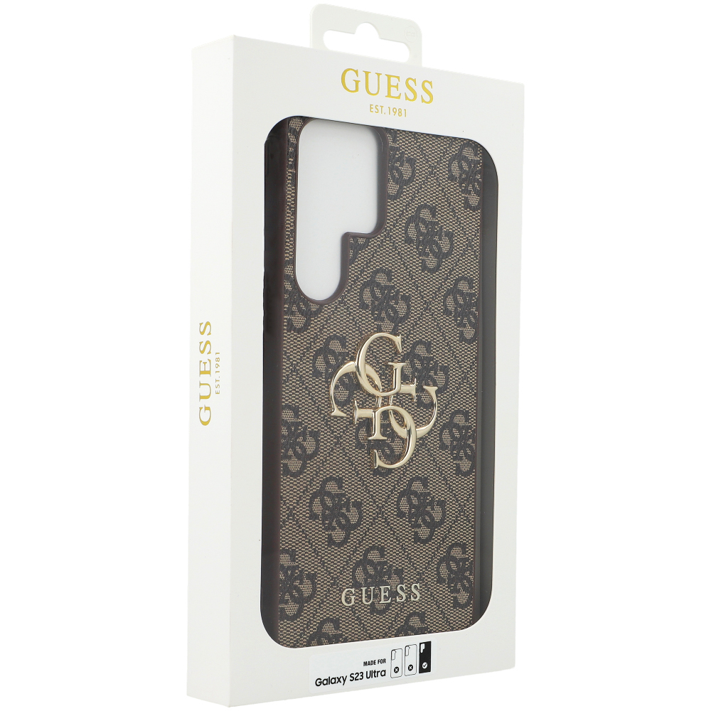 Schutzhülle Guess 4G Big Metal Logo für Galaxy S23 Ultra, Braun