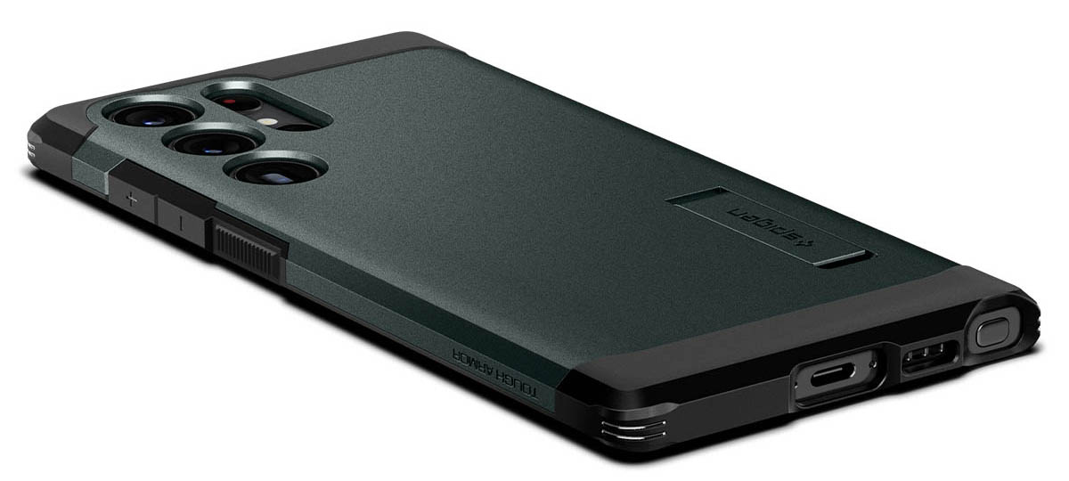 Originale Hülle von Spigen aus der Serie Tough Armor für Galaxy S23 Ultra