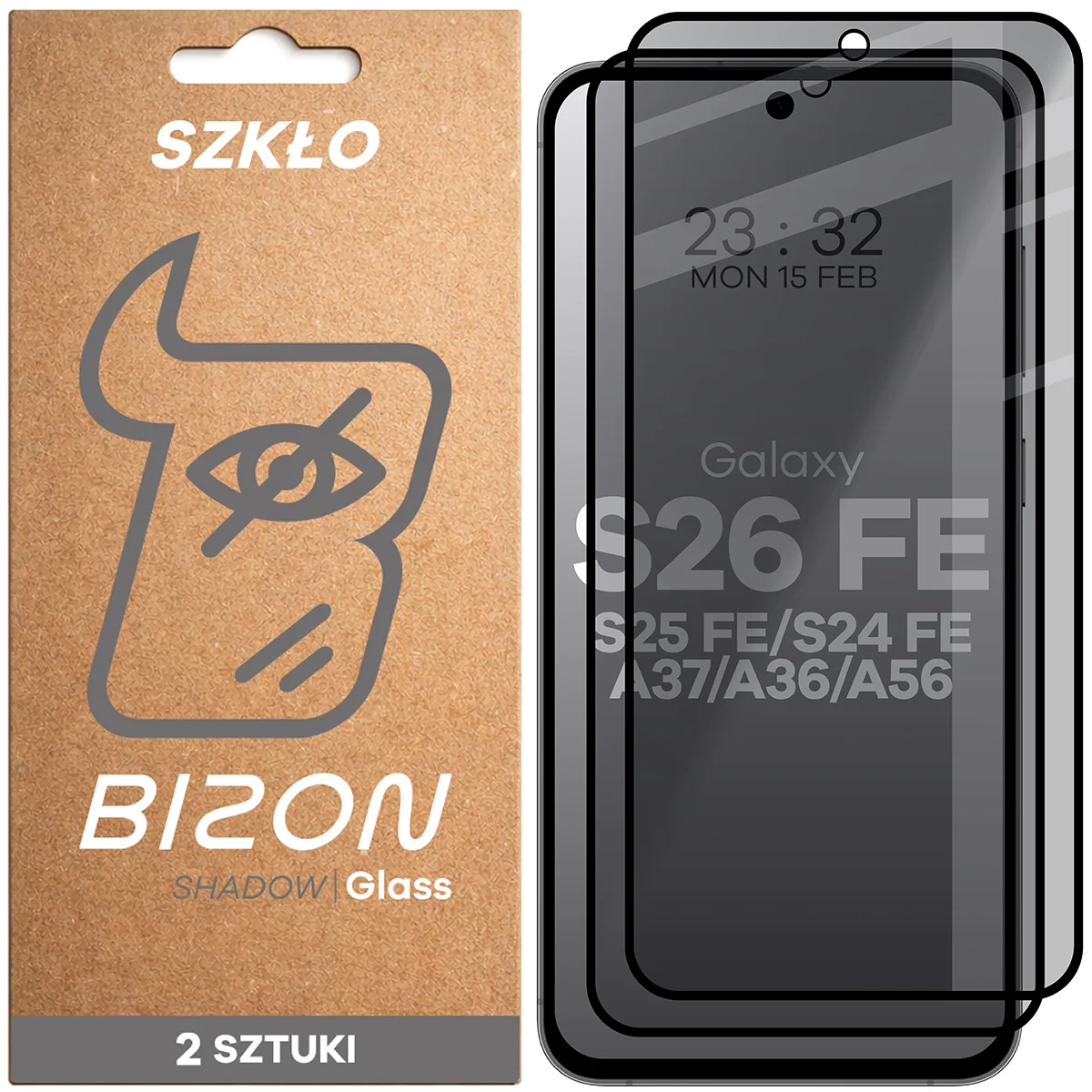 Szkło prywatyzujące Bizon Glass Edge Shadow Duo do Samsung Galaxy S26 FE / S25 FE / S24 FE / A37 5G / A36 5G / A56 5G