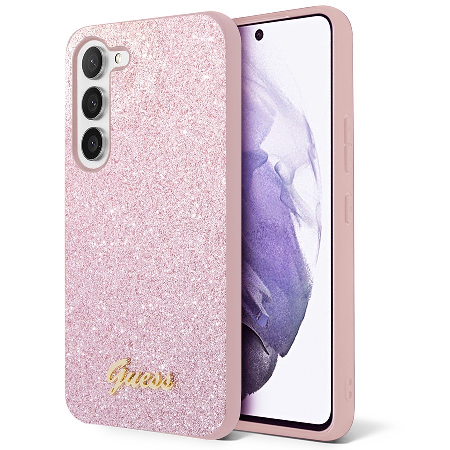 Etui Guess Hardcase Glitter Script do Samsung Galaxy S24, różowe