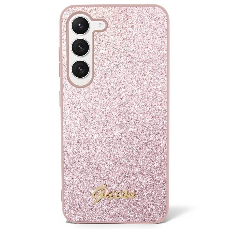 Etui Guess Hardcase Glitter Script do Samsung Galaxy S24, różowe