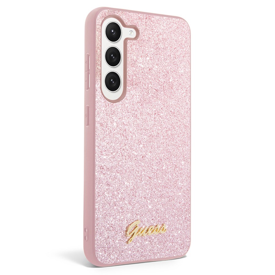 Etui Guess Hardcase Glitter Script do Samsung Galaxy S24, różowe