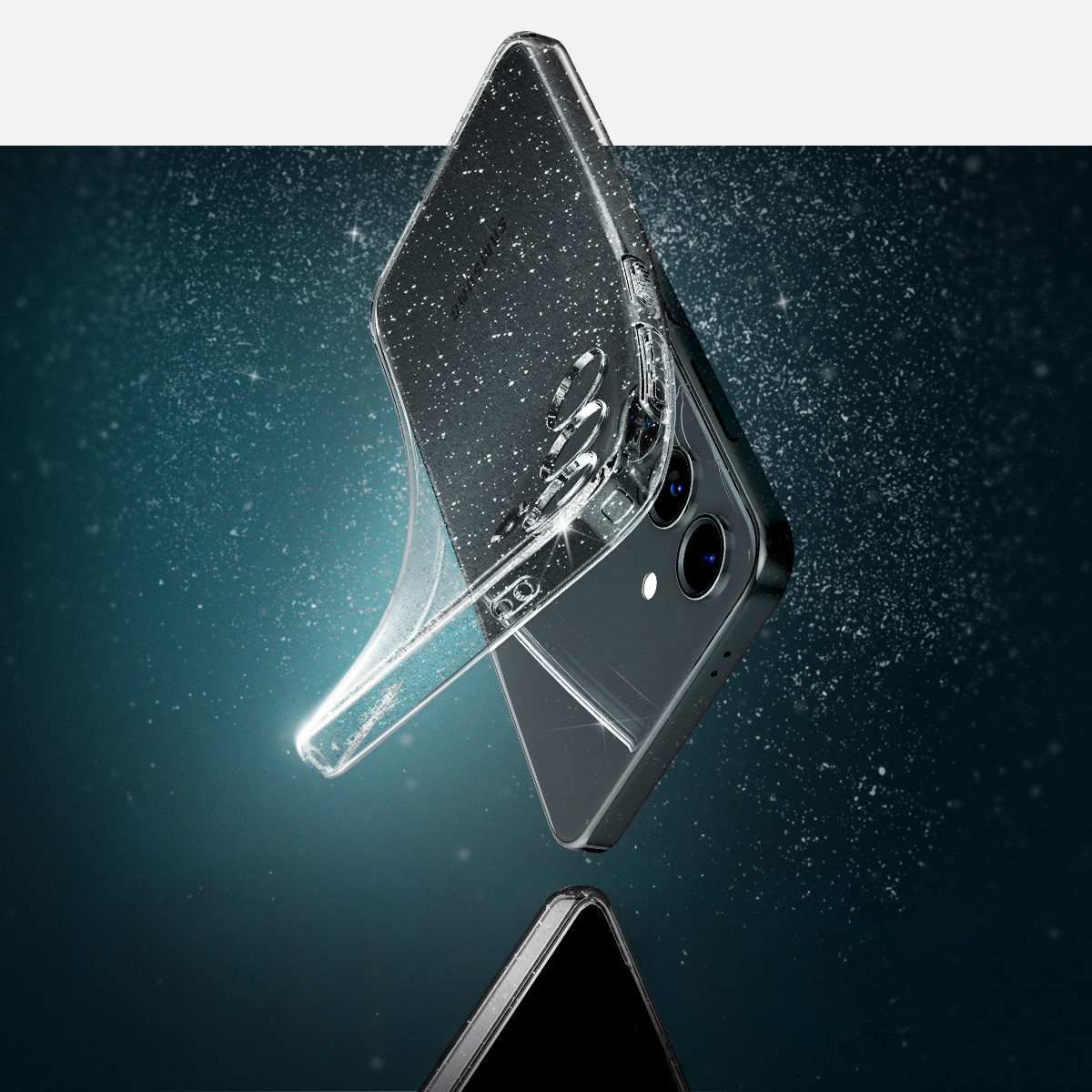 Schutzhülle Spigen Liquid Crystal Glitter für Galaxy S24, Transparent mit Glitzer