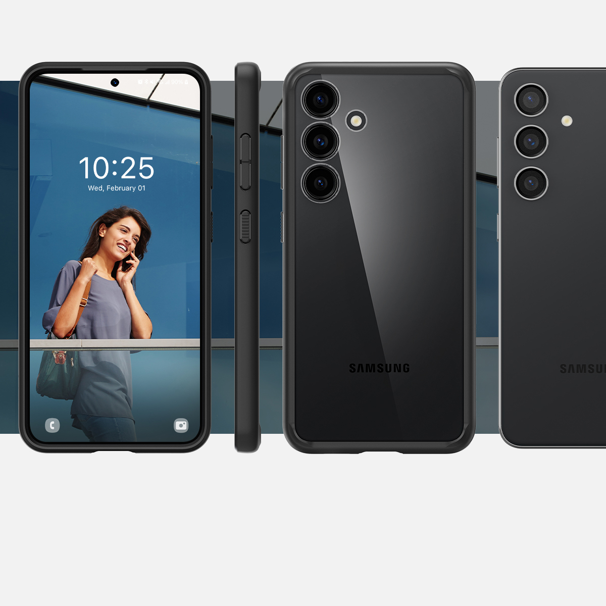 Schutzhülle Spigen Ultra Hybrid für Galaxy S24, Transparent-Schwarz