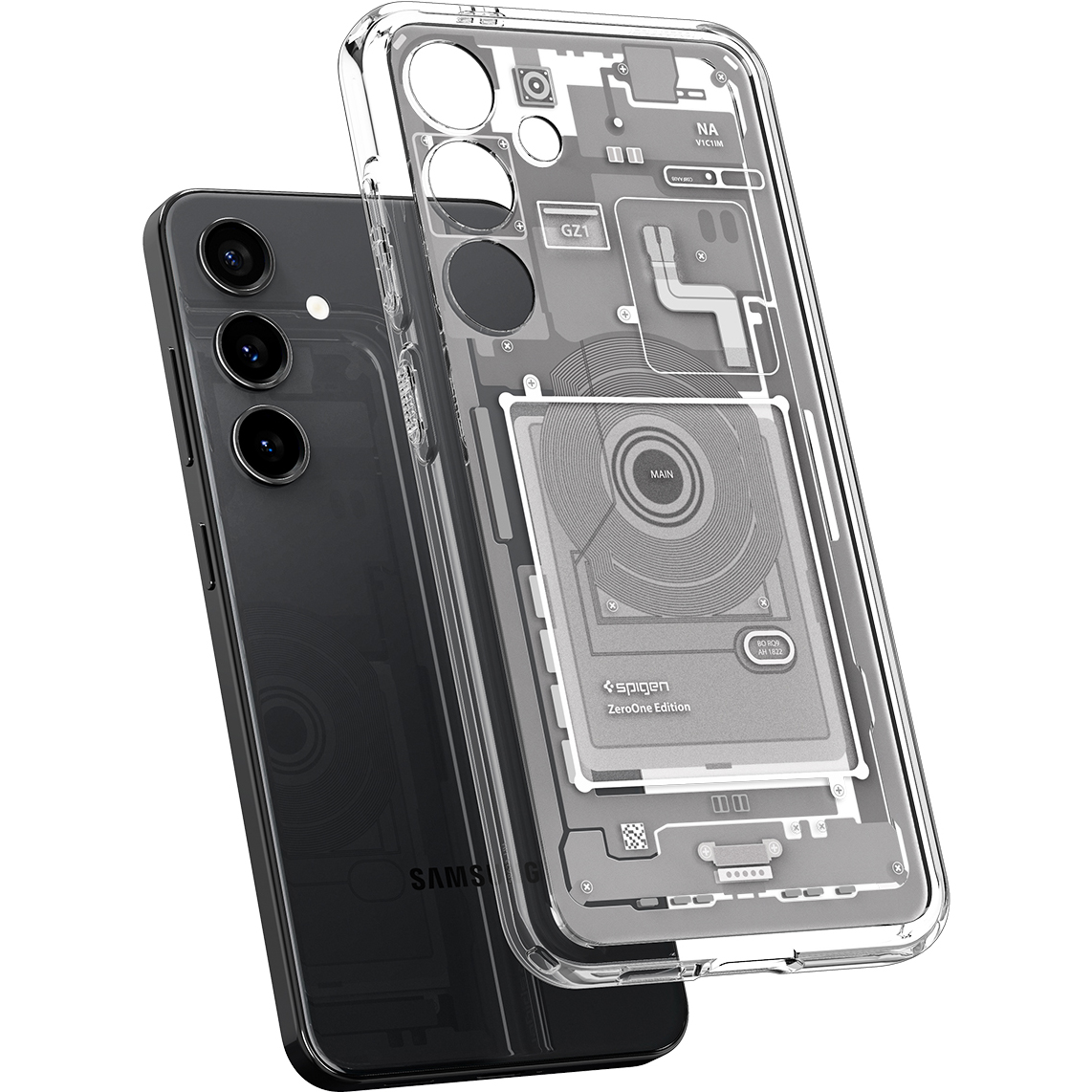 Schutzhülle Spigen Ultra Hybrid für Galaxy S24, Weiß-Grau (Zero One)