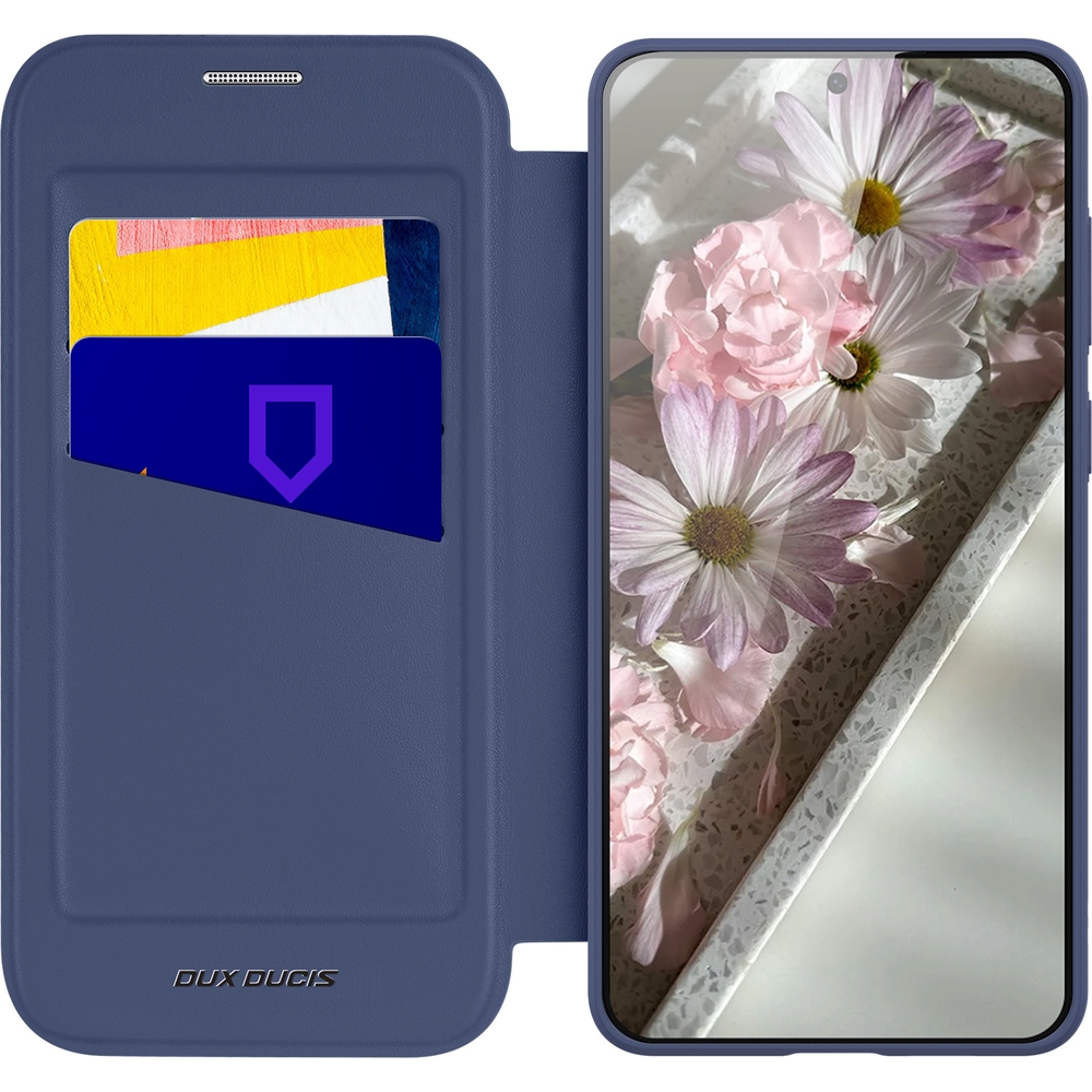 Etui z klapką, portfelowe Dux Ducis Skin X Pro do Samsung Galaxy S25 Edge, granatowe.