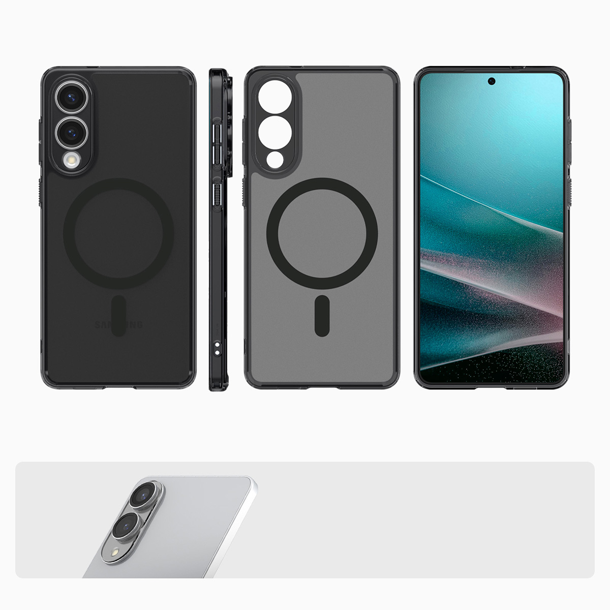 Etui Spigen Ultra Hybrid Mag z MagSafe do Samsung Galaxy S25 Edge, półprzezroczysto-czarne
