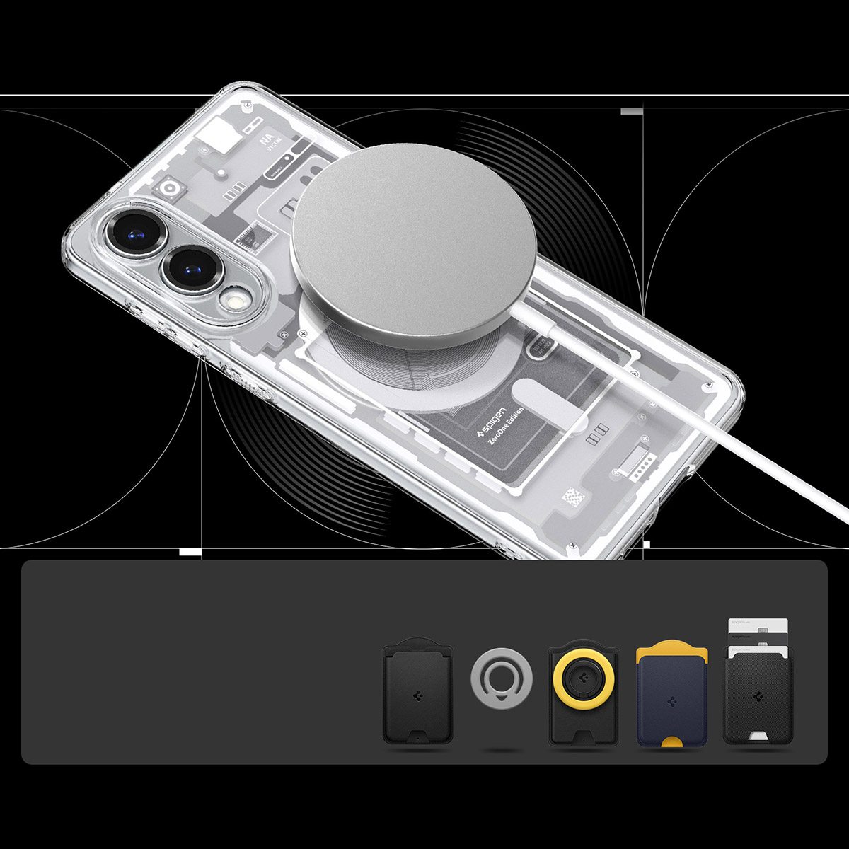 Etui Spigen Ultra Hybrid Mag z MagSafe do Samsung Galaxy S25 Edge, biało-szare (Zero One)