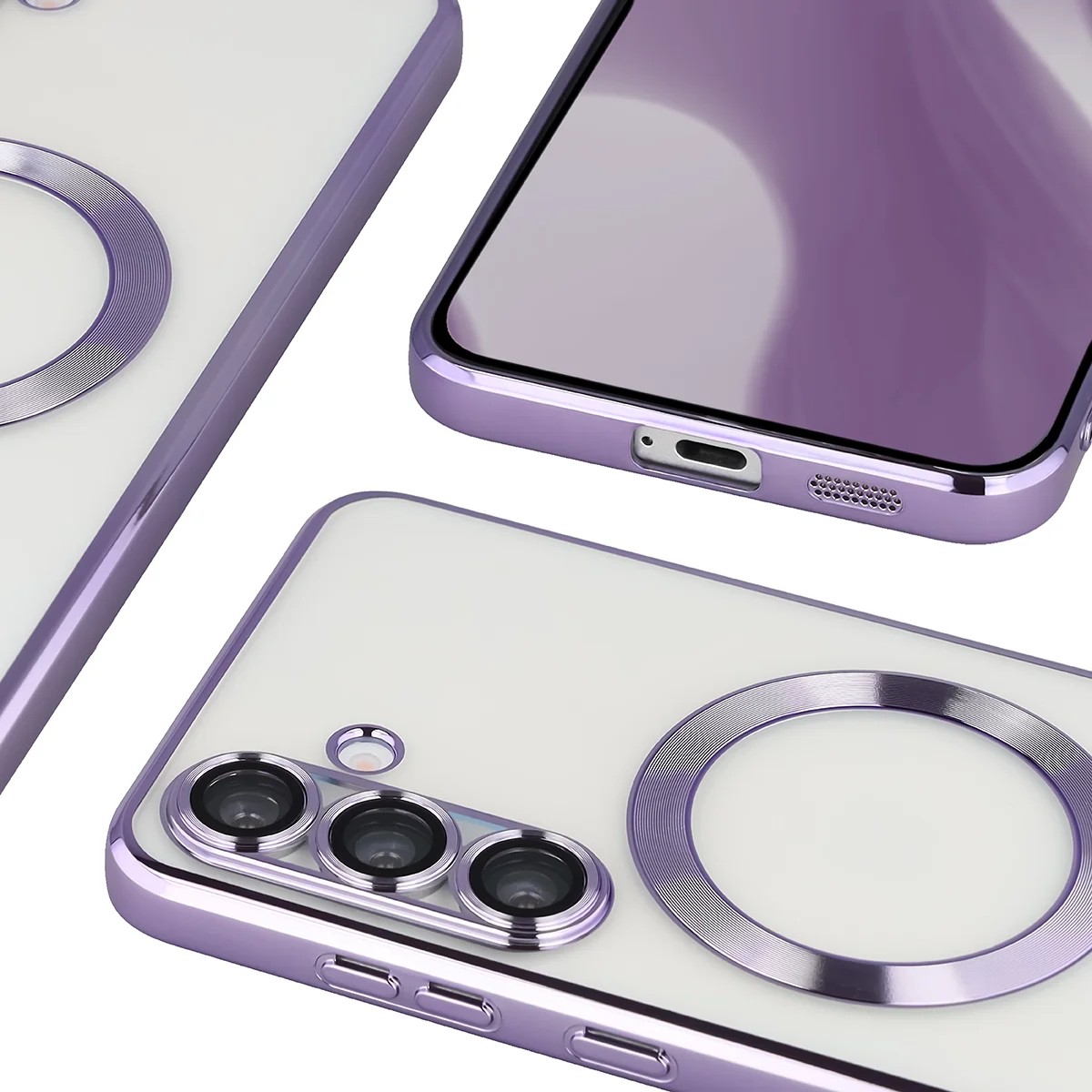 Metaliczna ramka, podniesione krawędzie i zintegrowane osłony w etui Bizon Case GuardO do Samsung Galaxy S25 FE