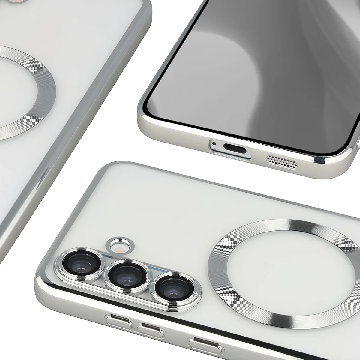 Metaliczna ramka, podniesione krawędzie i zintegrowane osłony w etui Bizon Case GuardO do Samsung Galaxy S25 FE