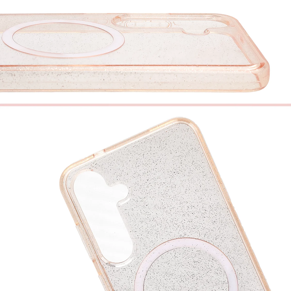 Podwyższone krawędzie aparatu i duże wycięcie w etui Bizon Case SparklO do Samsung Galaxy S25 Plus / Samsung Galaxy S24 Plus