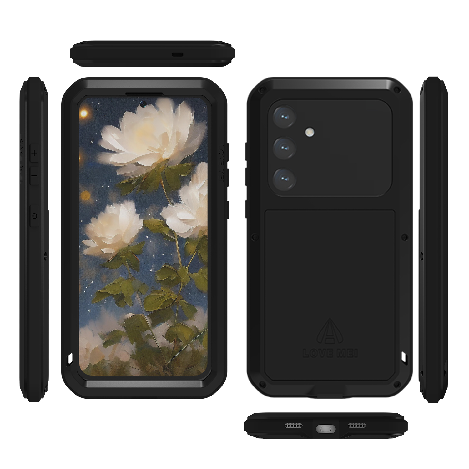 Etui Pancerne + szkło LOVE MEI Powerful do Samsung Galaxy S25 Plus, czarne