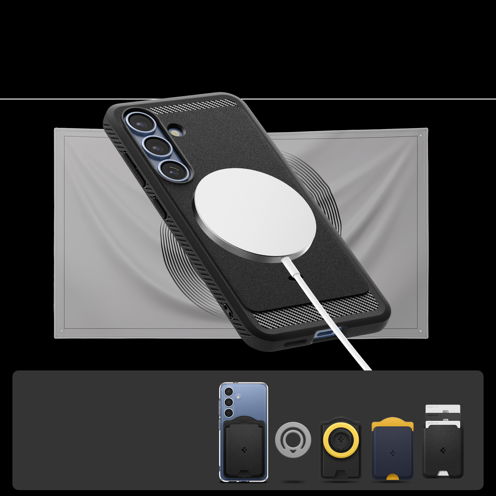Etui Spigen Rugged Armor Mag z MagSafe do Samsung Galaxy S25 Plus, czarne