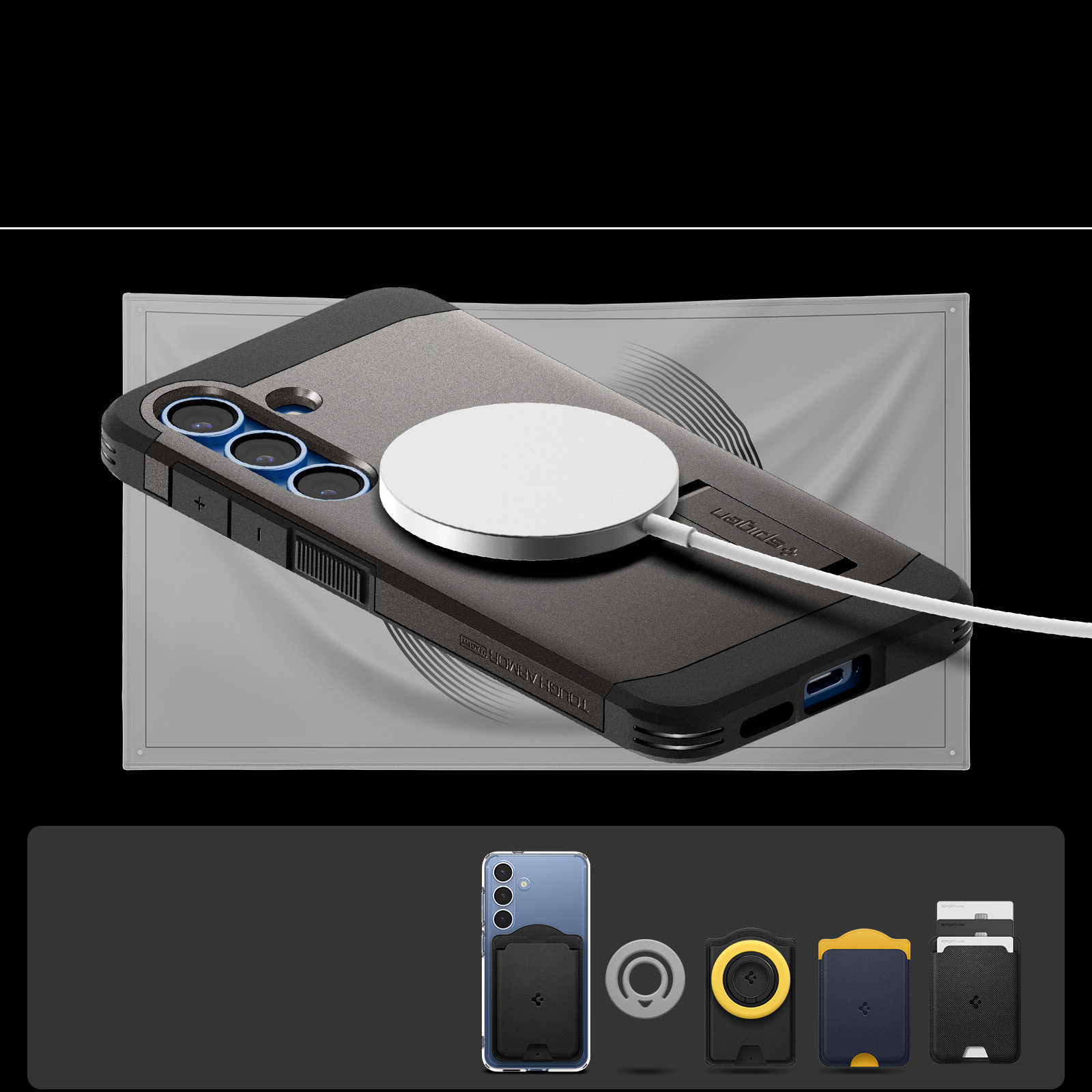 Etui Spigen Tough Armor Mag MagSafe do Samsung Galaxy S25 Plus, stalowe