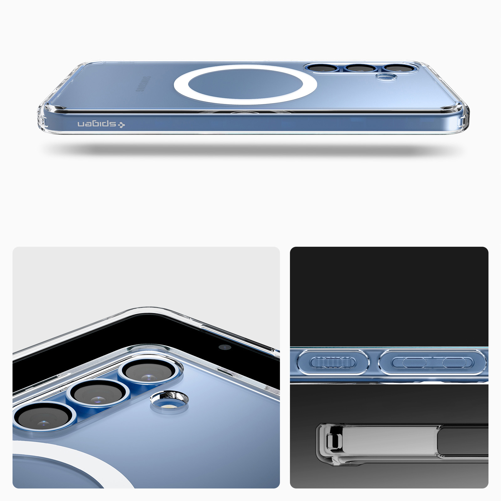 Etui Spigen Ultra Hybrid Mag z MagSafe do Samsung Galaxy S25 Plus, przezroczysto-białe