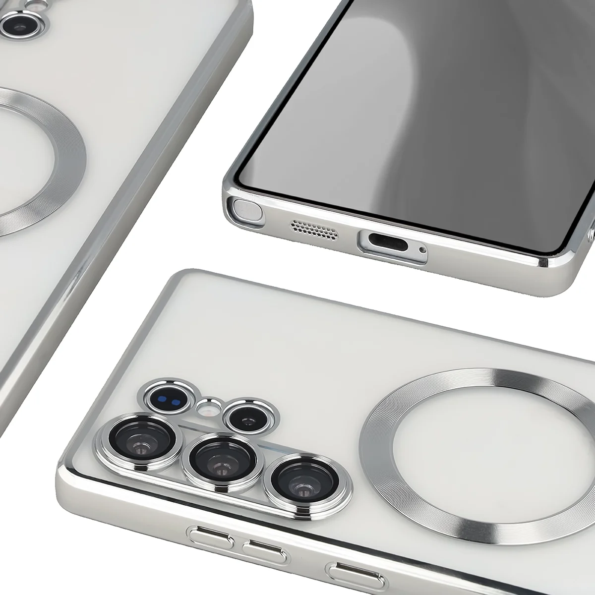 Metaliczna ramka, podniesione krawędzie i zintegrowane osłony w etui Bizon Case GuardO do Samsung Galaxy S25 Ultra