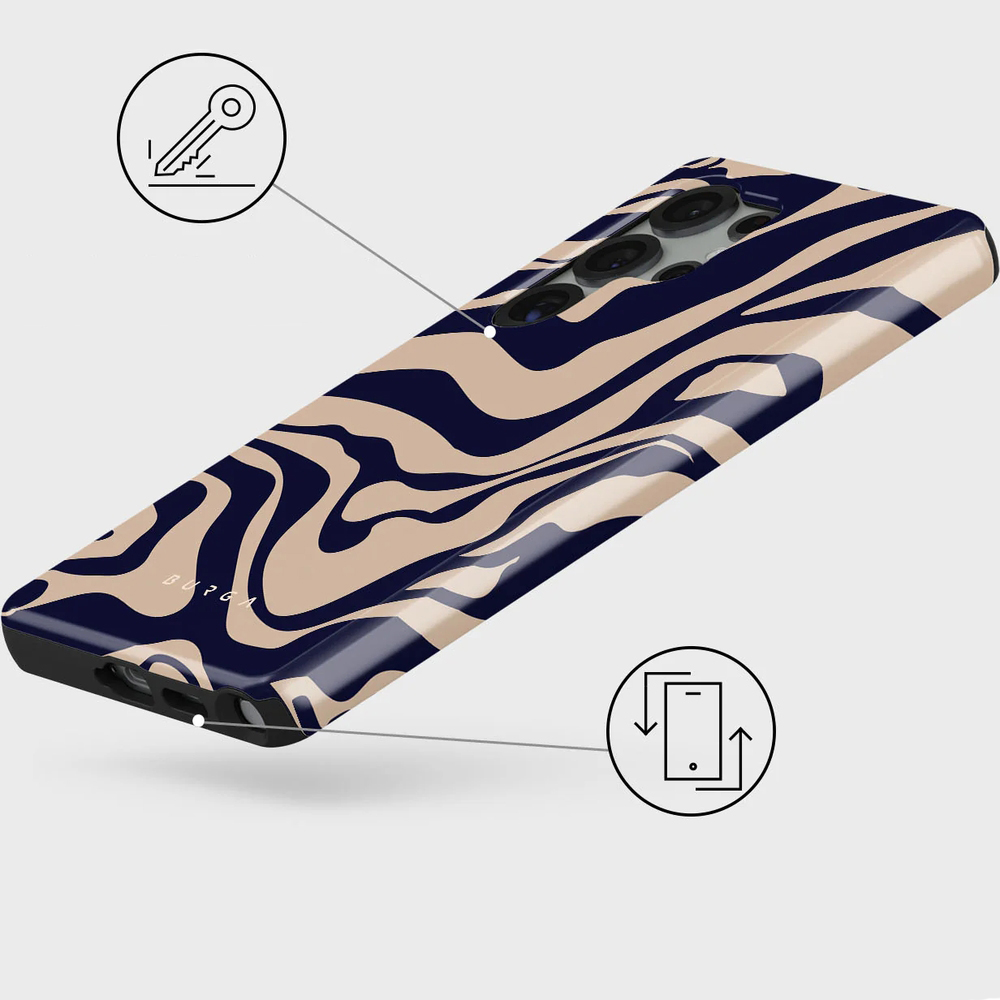 Ekskluzywne etui Burga Vigilant Tough do Samsung Galaxy S25 Ultra, beżowo-granatowe