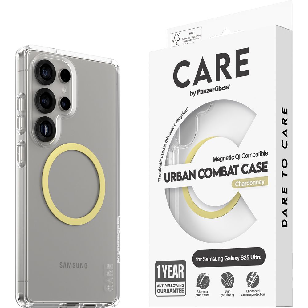 Etui CARE Flagship by PanzerGlass dla Samsung Galaxy S25 Ultra, przezroczysto-żółte