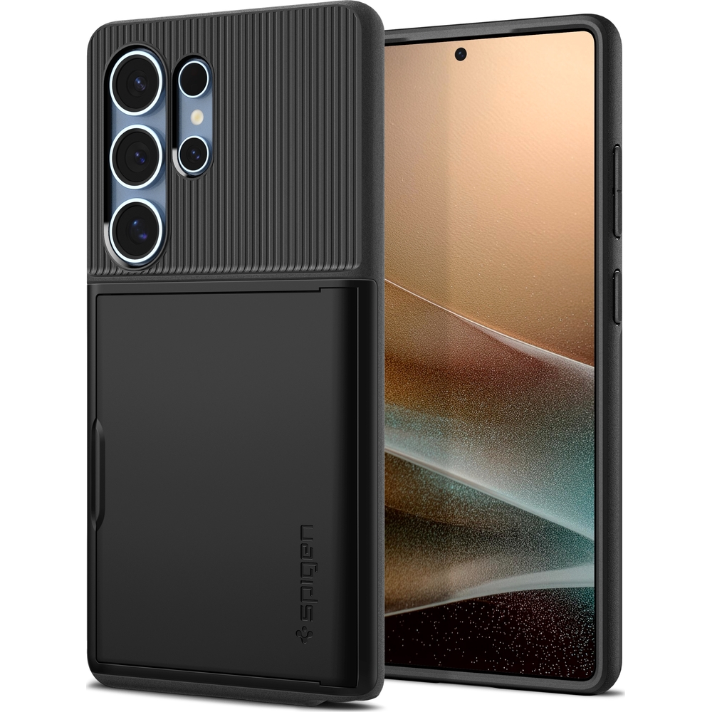 Etui ze schowkiem na karty Spigen Slim Armor CS do Samsung Galaxy S25 Ultra, czarne
