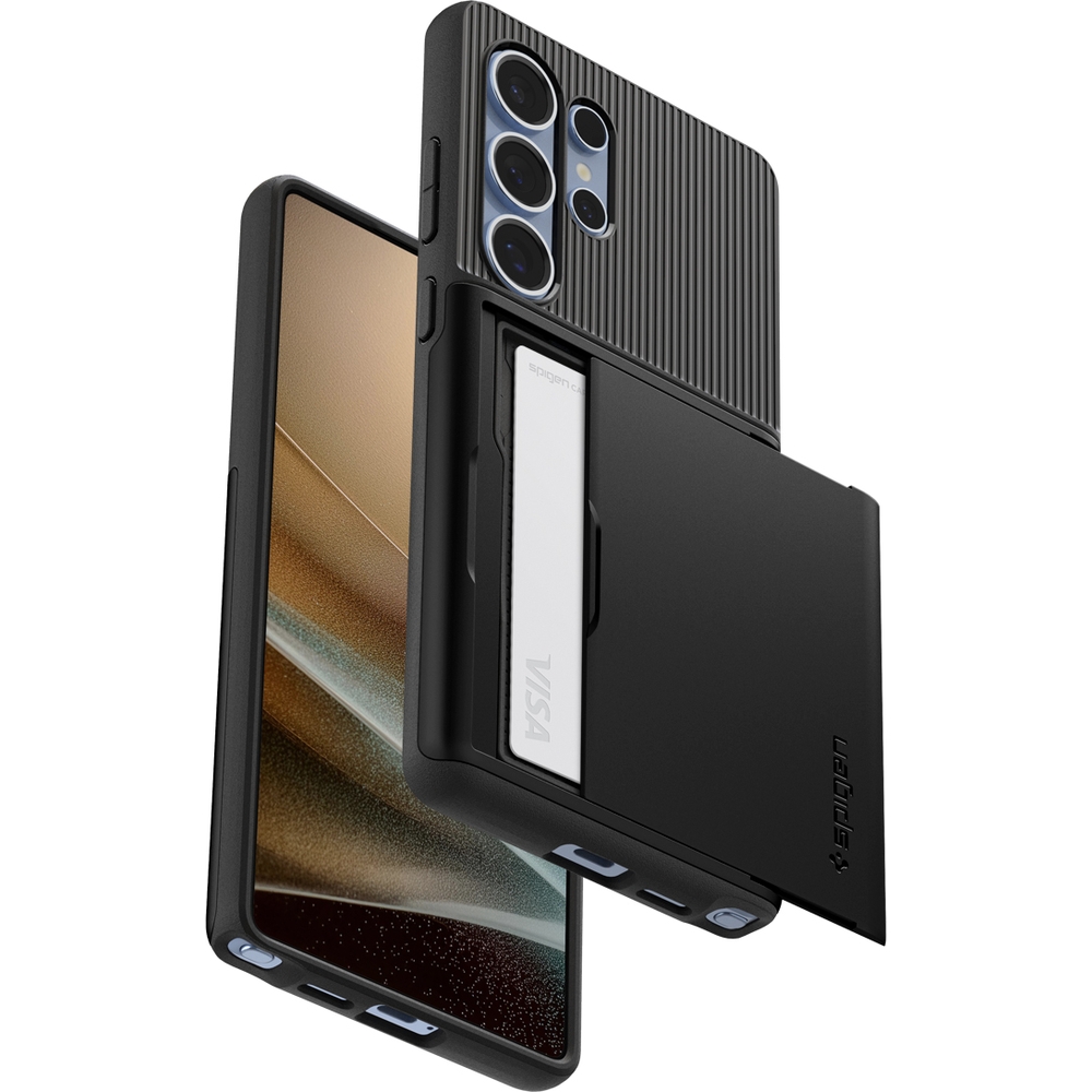 Etui ze schowkiem na karty Spigen Slim Armor CS do Samsung Galaxy S25 Ultra, czarne