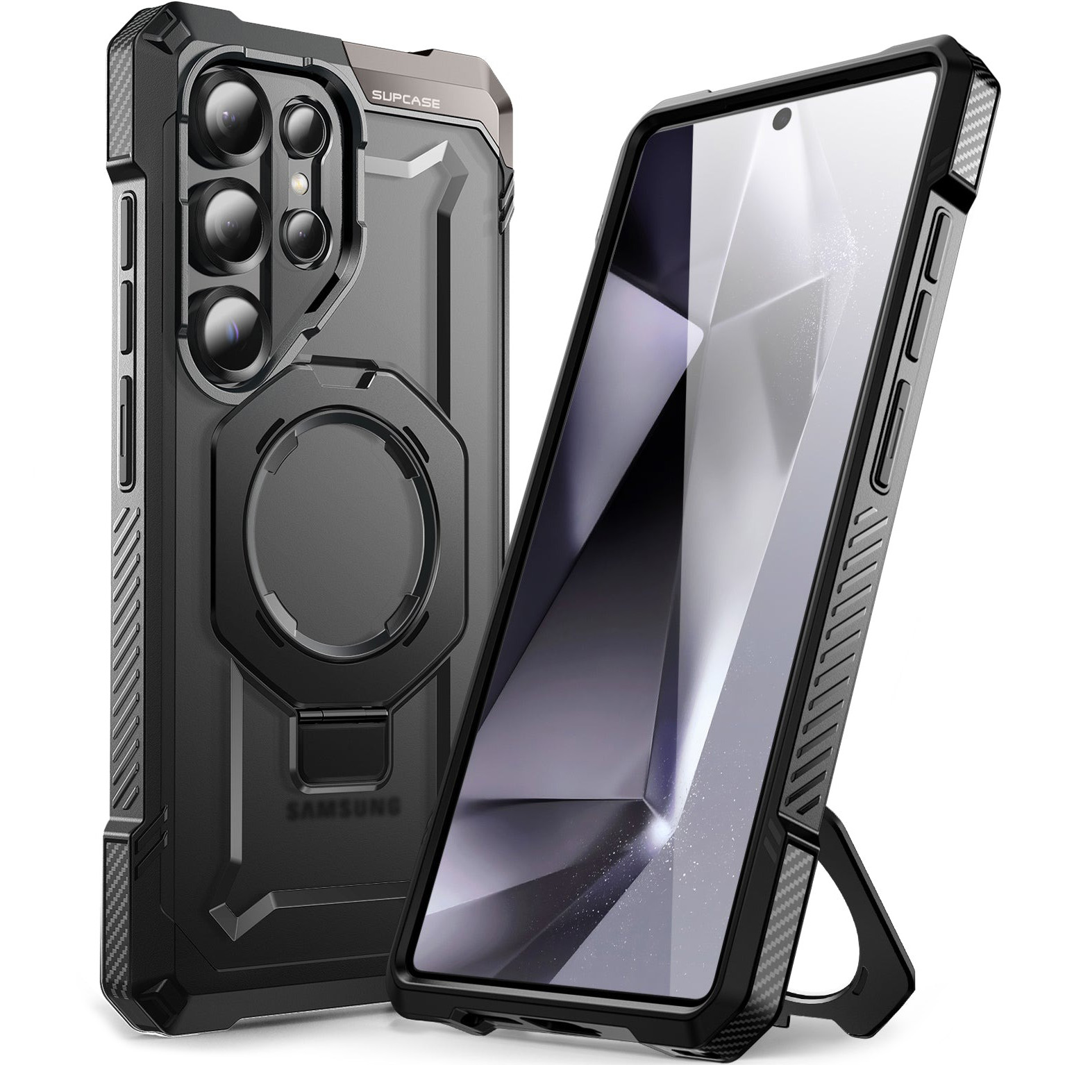 Etui pancerne Supcase Unicorn Beetle Grip Mag do Galaxy S25 Ultra, czarno-przezroczyste