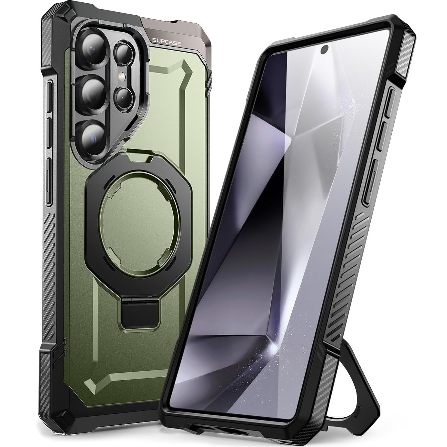 Etui pancerne Supcase Unicorn Beetle Grip Mag do Galaxy S25 Ultra, czarno-zielone