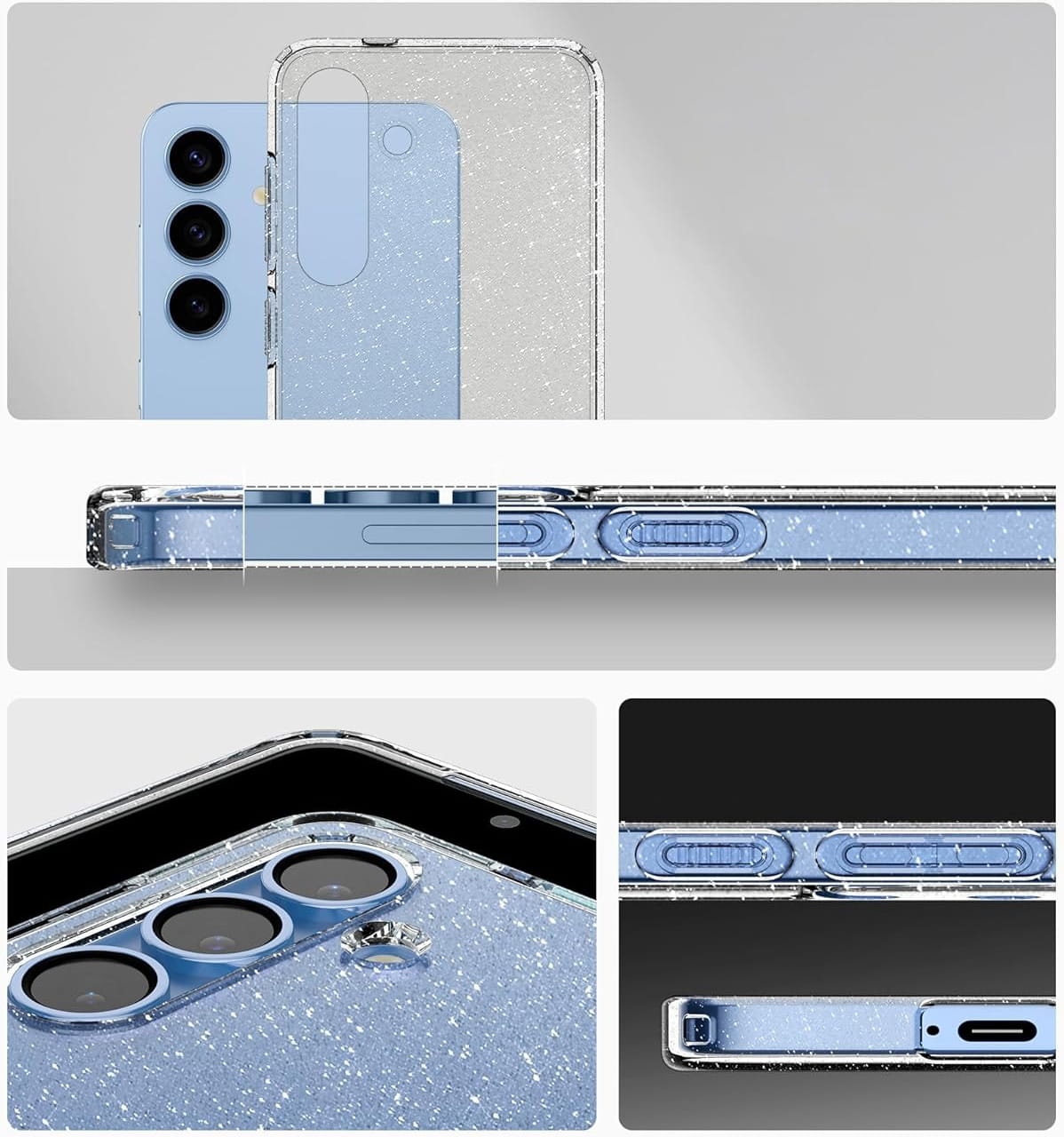 Etui Spigen Liquid Crystal Glitter do Samsung Galaxy S25, przezroczyste z brokatem