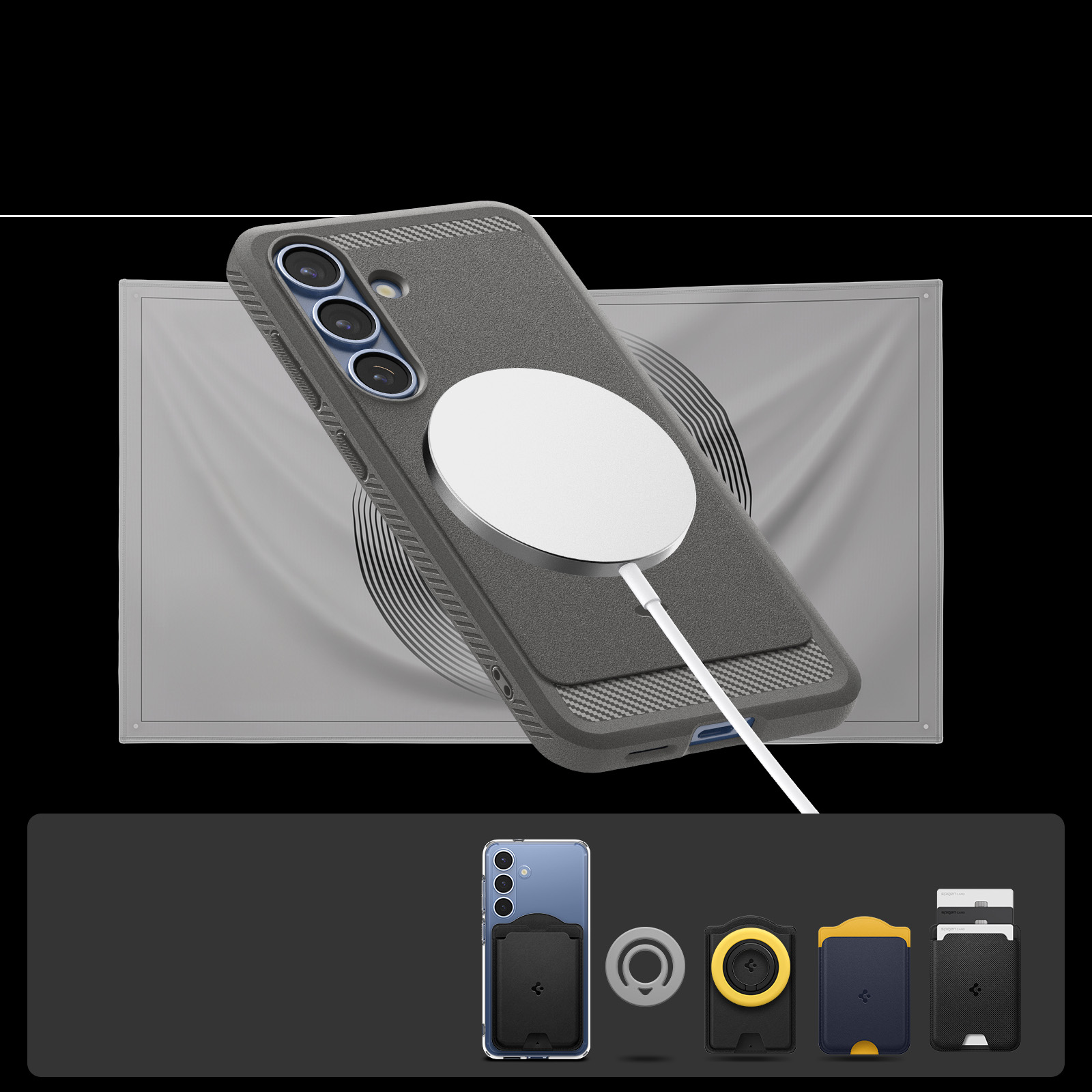 Etui Spigen Rugged Armor Mag z MagSafe do Samsung Galaxy S25, szare