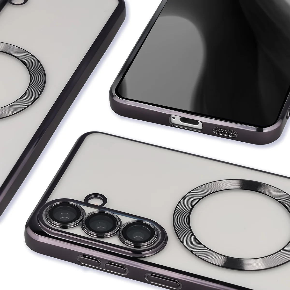 Metaliczna ramka, podniesione krawędzie i zintegrowane osłony w etui Bizon Case GuardO do Samsung Galaxy S26 Plus
