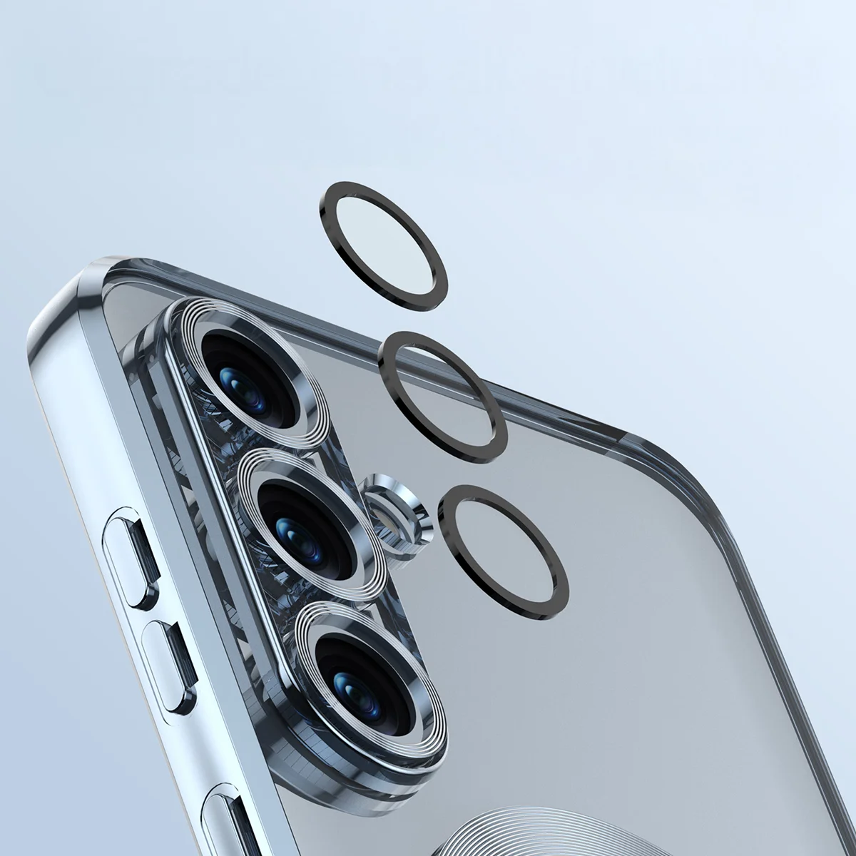 Zbliżenie na wbudowaną ochronę aparatu w Bizon Case GuardO do Samsung Galaxy S26 Plus