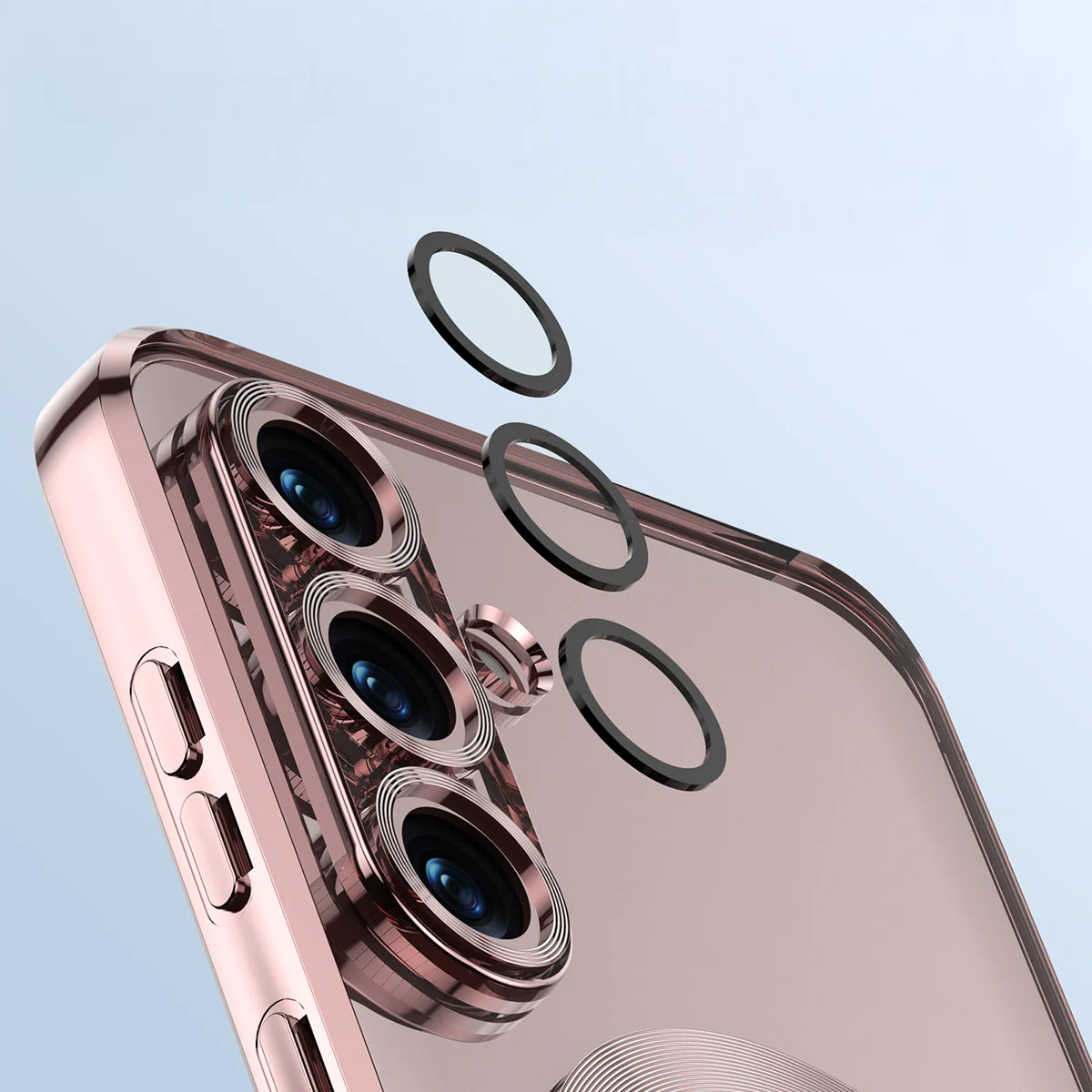 Zbliżenie na wbudowaną ochronę aparatu w Bizon Case GuardO do Samsung Galaxy S26 Plus