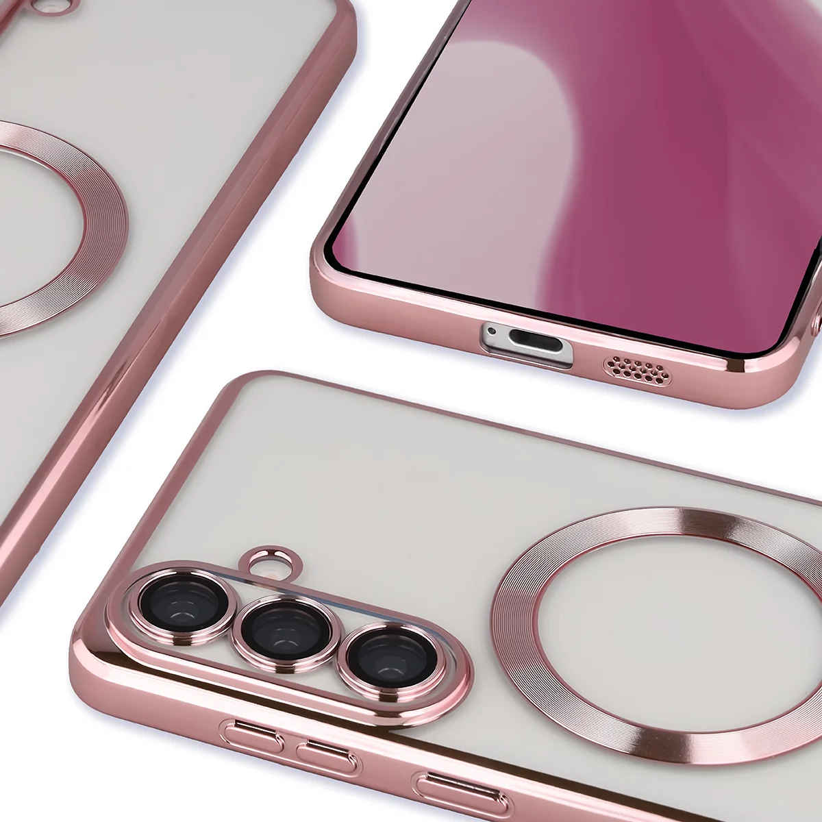 Metaliczna ramka, podniesione krawędzie i zintegrowane osłony w etui Bizon Case GuardO do Samsung Galaxy S26 Plus