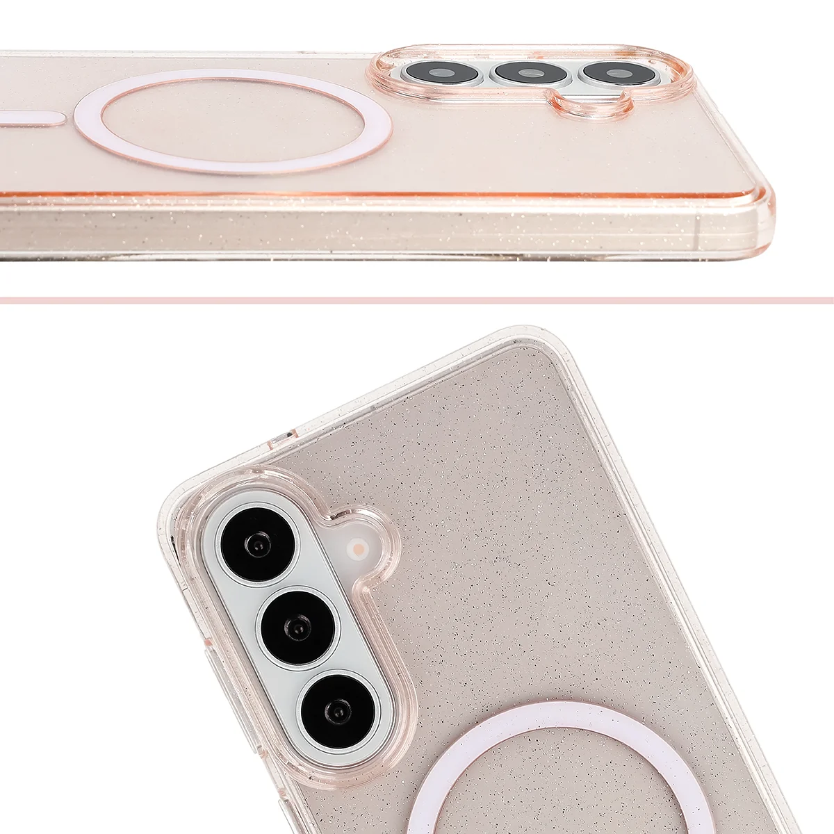 Podwyższone krawędzie aparatu i duże wycięcie w etui Bizon Case SparklO do Samsung Galaxy S26 Plus