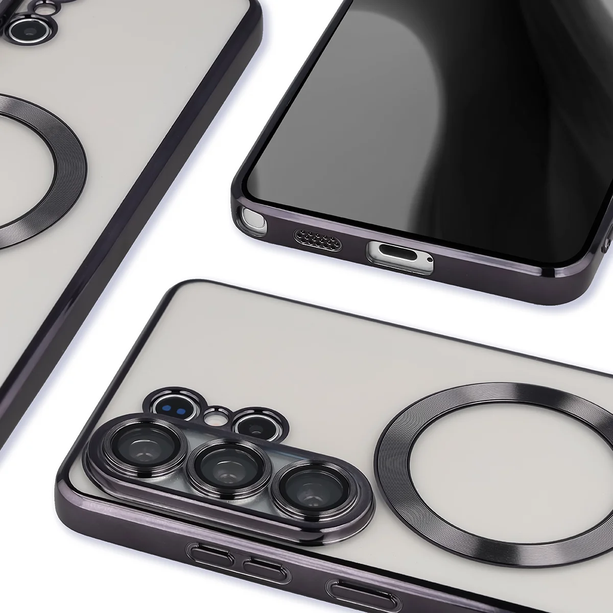 Metaliczna ramka, podniesione krawędzie i zintegrowane osłony w etui Bizon Case GuardO do Samsung Galaxy S26 Ultra