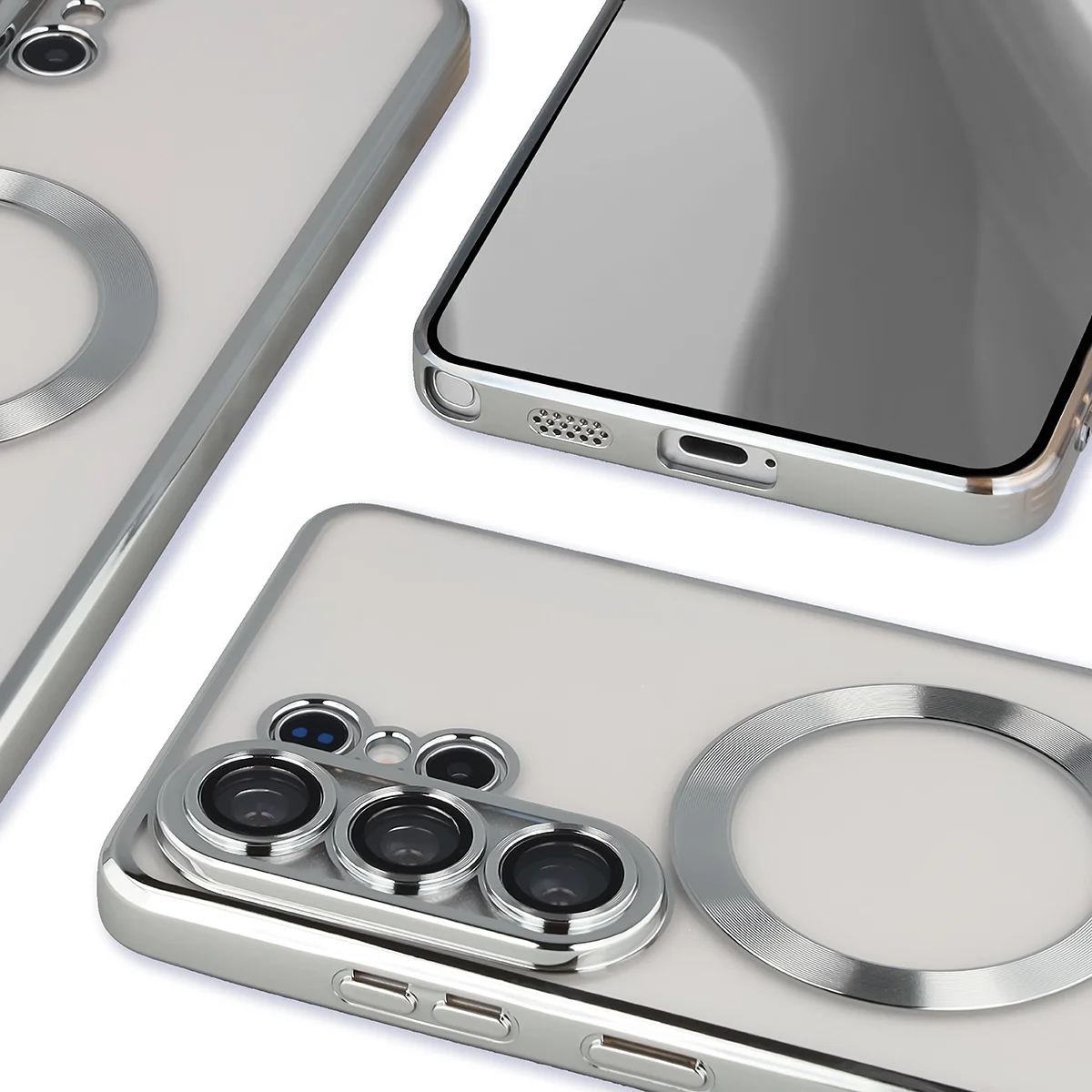 Metaliczna ramka, podniesione krawędzie i zintegrowane osłony w etui Bizon Case GuardO do Samsung Galaxy S26 Ultra