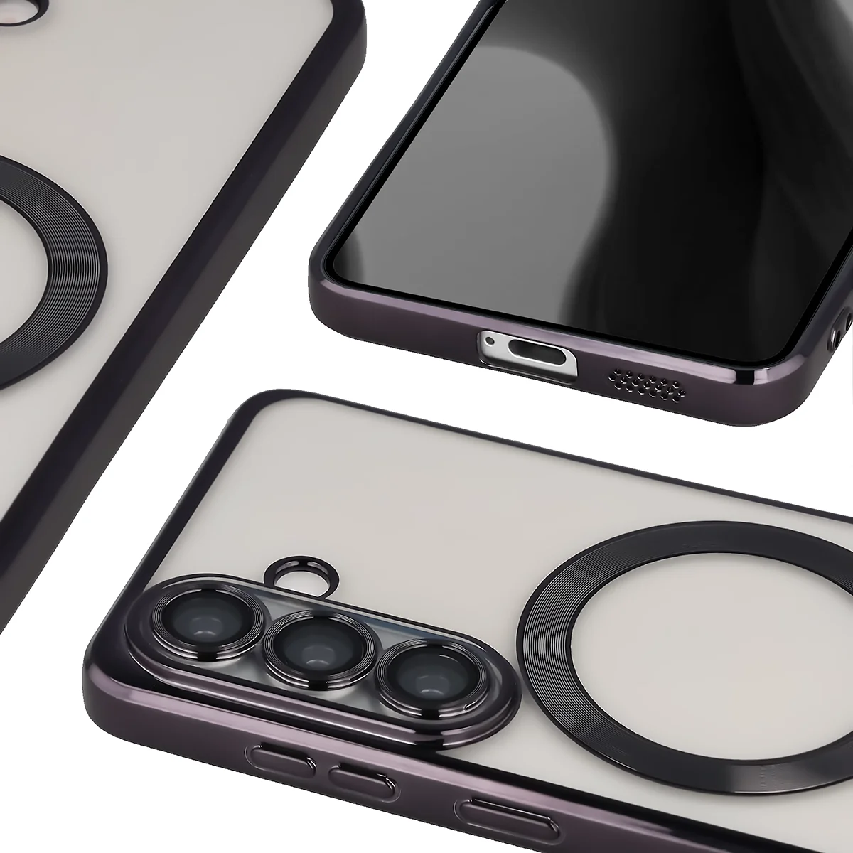 Metaliczna ramka, podniesione krawędzie i zintegrowane osłony w etui Bizon Case GuardO do Samsung Galaxy S26