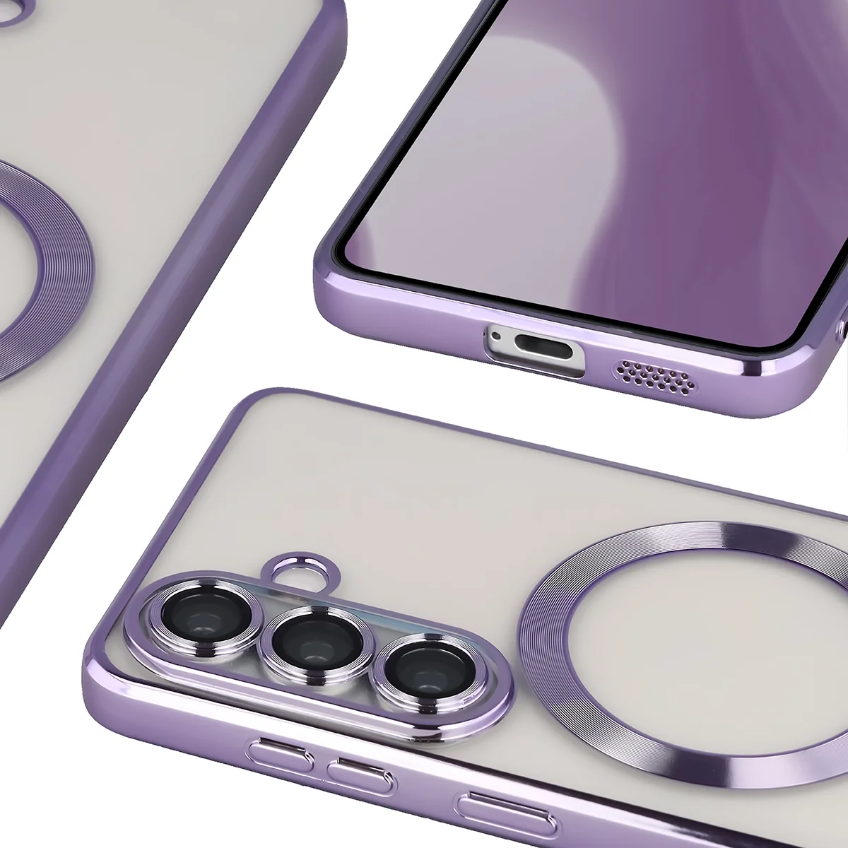 Metaliczna ramka, podniesione krawędzie i zintegrowane osłony w etui Bizon Case GuardO do Samsung Galaxy S26