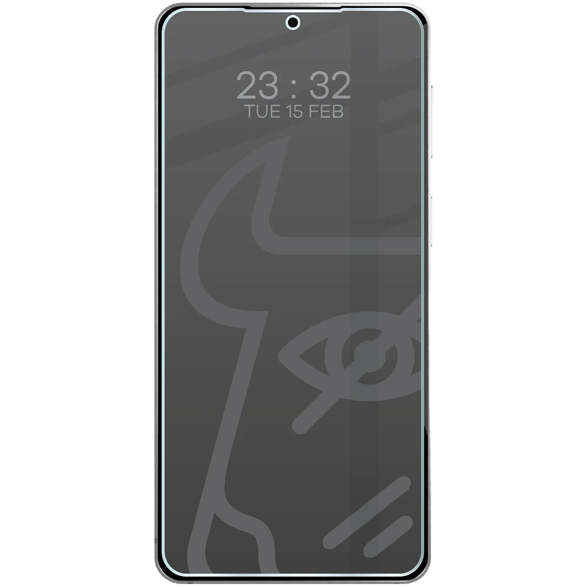 Wizualizacja szkła Hybrid Shadow nałożonego na telefon Samsung Galaxy S26