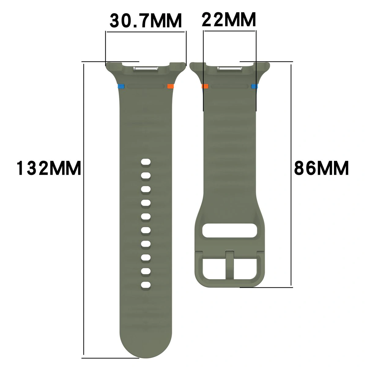 Grafika poglądowa ukazująca sposób mierzenia paska do Galaxy Watch 9 40 mm/44 mm/8 40 mm/44 mm/8 Classic 46 mm