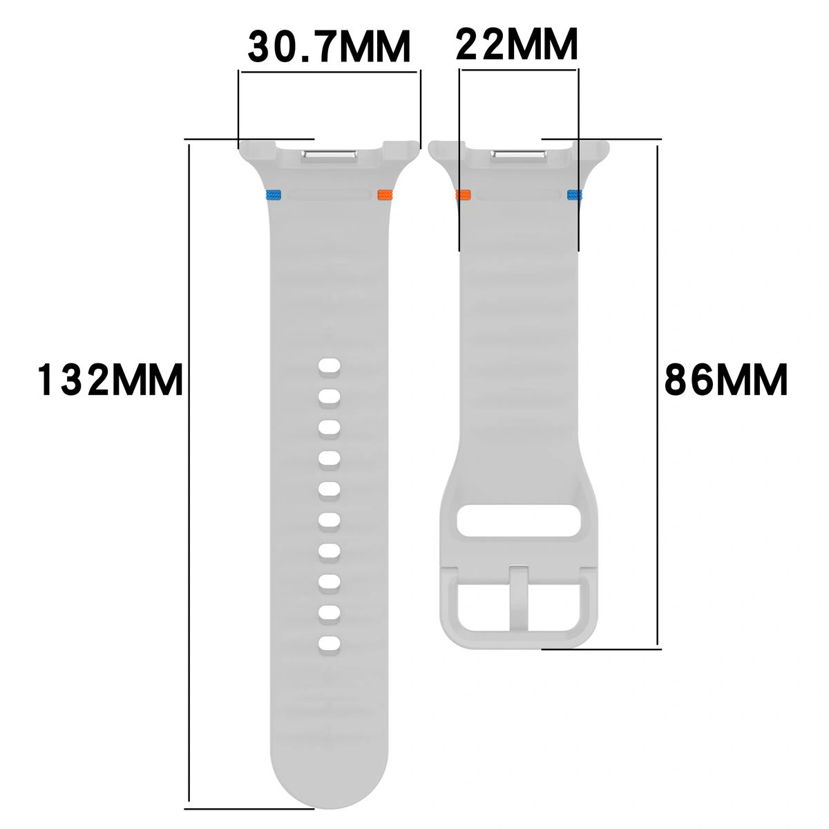 Grafika poglądowa ukazująca sposób mierzenia paska do Galaxy Watch 9 40 mm/44 mm/8 40 mm/44 mm/8 Classic 46 mm